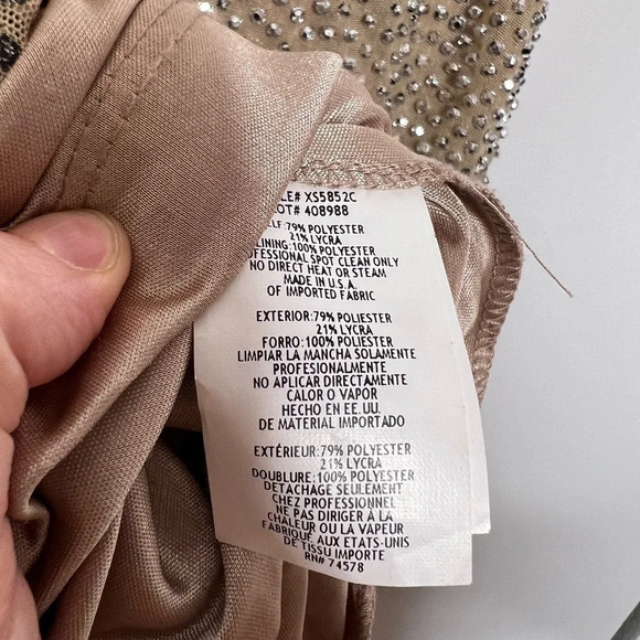 Cache - Silver beaded tan mini dress, sparkly - size 2 - Picture 7 of 7